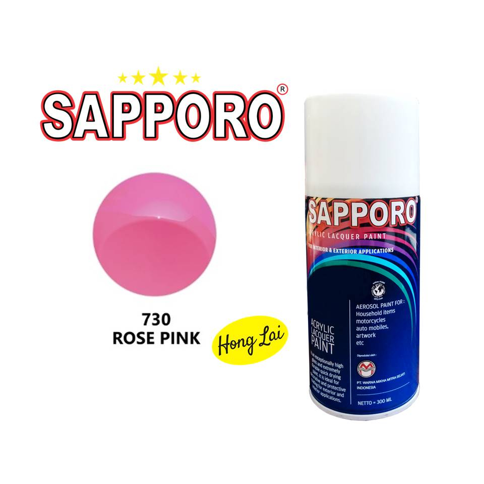 Saporo Sapporo 730 Rose Pink 150ml Merah Muda Cat Semprot Spray Paint Motor Pilok Pilox Pylox Aeroso