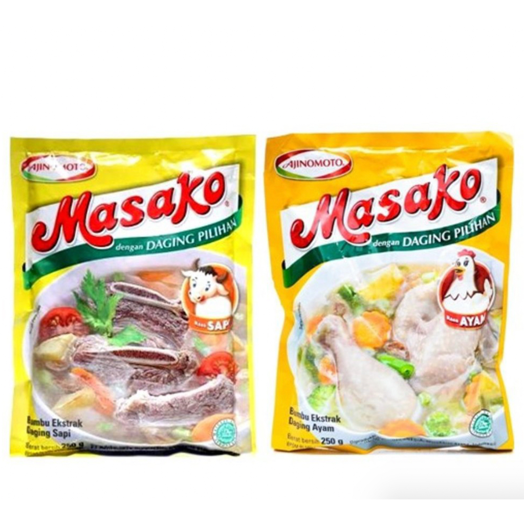 

Masako ayam 250 gr dus / Masako Sapi 250 gr dus / Masako Karton 250g isi 48