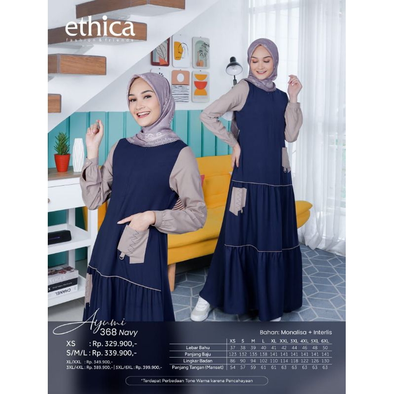 Ethica Gamis Ayumi 368 (Navy, Brown, Turquoise)