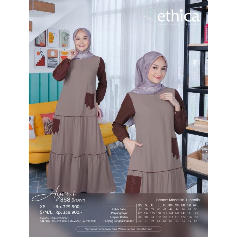 Ethica Gamis Ayumi 368 (Navy, Brown, Turquoise)