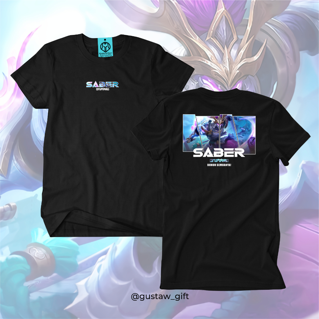 GG T-Shirt SABER Epic skin Onimaru Mobile Legends Kaos Custom Katun Slim-fitting