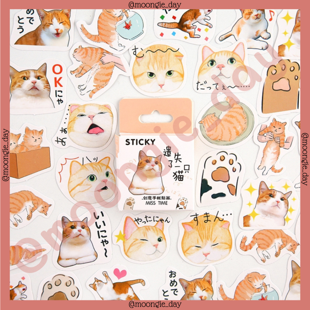 

45 PCS/BOX STIKER KERTAS TEMA ORANGE CATS KUCING OYEEN OREN BULLET JURNAL DIY DIARY LUCU MURAH POCA POLAROID DECO