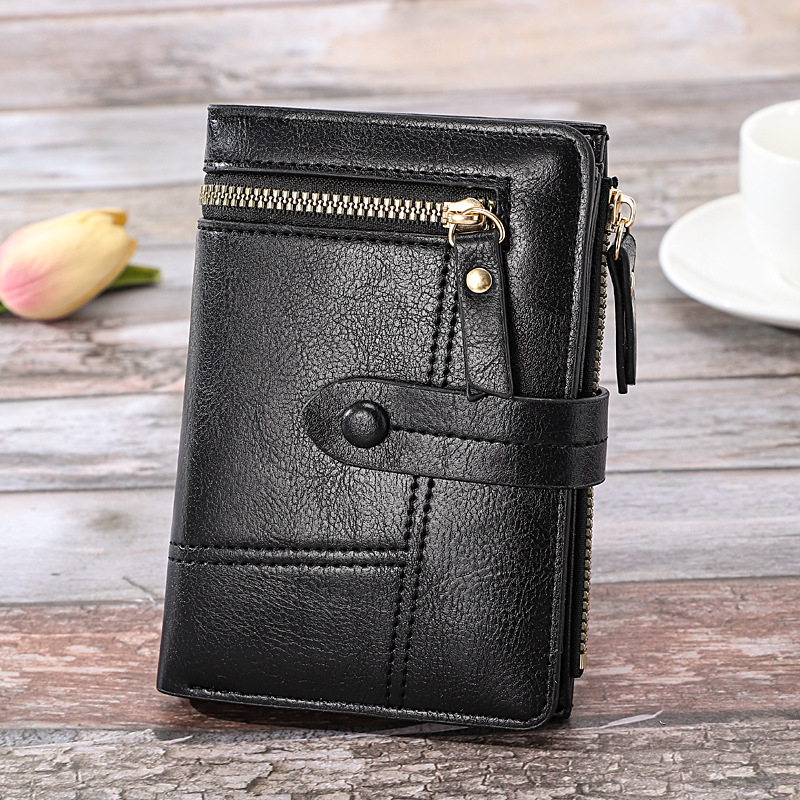 DOMPET LIPAT WANITA SIMPLE PREMIUM LUCU MURAH KOREA KEKINIAN KULIT HITAM IMPORT MINI SLOT KARTU RESLETING UANG KOIN KECIL REMAJA CEWEK BRANDED BATAM FASHION TERBARU JARDINE WA723B5