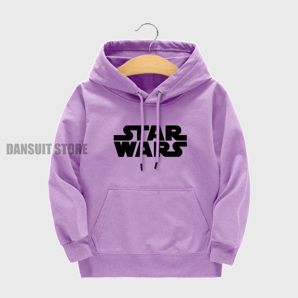 Sweater Hoodie Anak Laki-laki/Perempuan Usia 4-13 Tahun Motif Sablon STARWARS Warna Pastel Bahan Tebal Premium