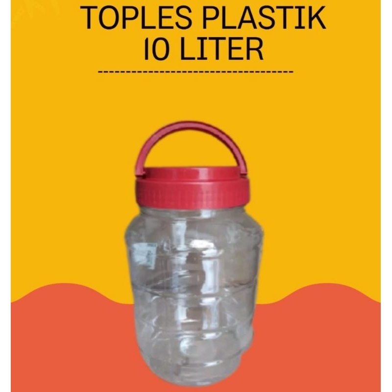Toples Plastik Tebal 10 liter JUMBO/ toples kerupuk/ kacang/kue dengan tutup