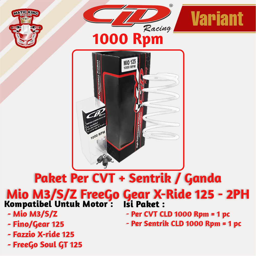 Paket Per CVT Sentrik Ganda Racing Yamaha Mio Sporty Smile J Soul GT M3 S Z Fazzio Lexi X Ride Fino Freego 110/115/125 CLD 1000/1500 RPM