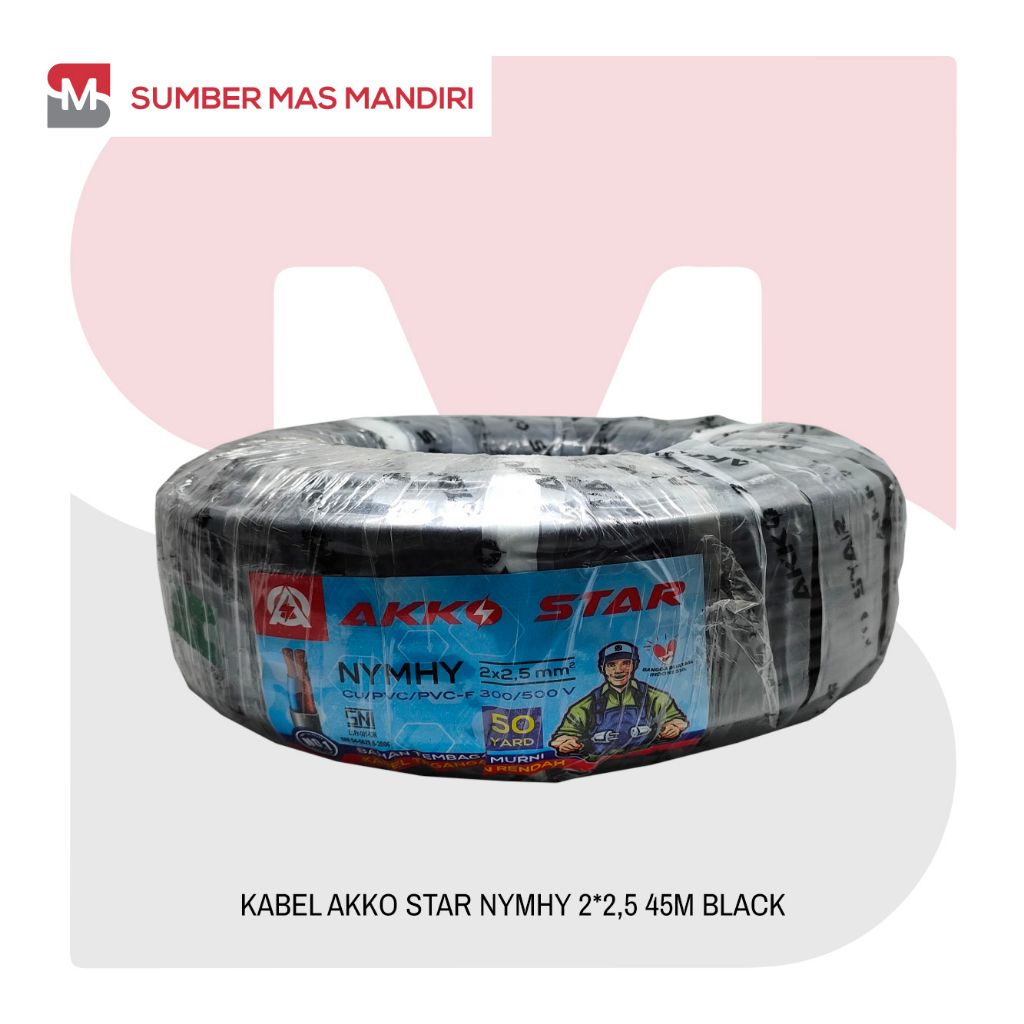 KABEL LISTRIK NYMHY SNI AKKO STAR 2x2.5MM 45 M STANDAR PLN TEMBAGA