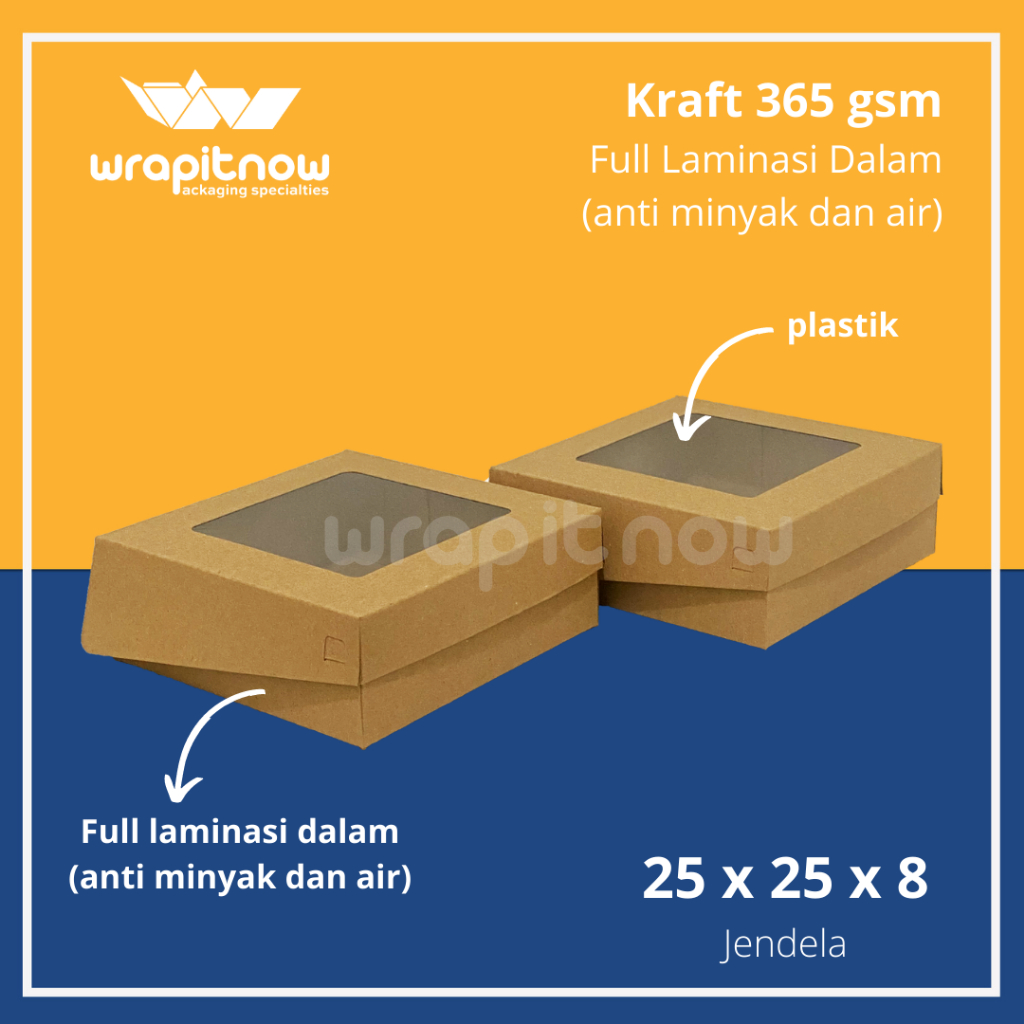 

Dus Kraft 25x25x8 Laminasi // dus bolu chiffon pudding dus nasi dus roti dus kue pabrik dus murah