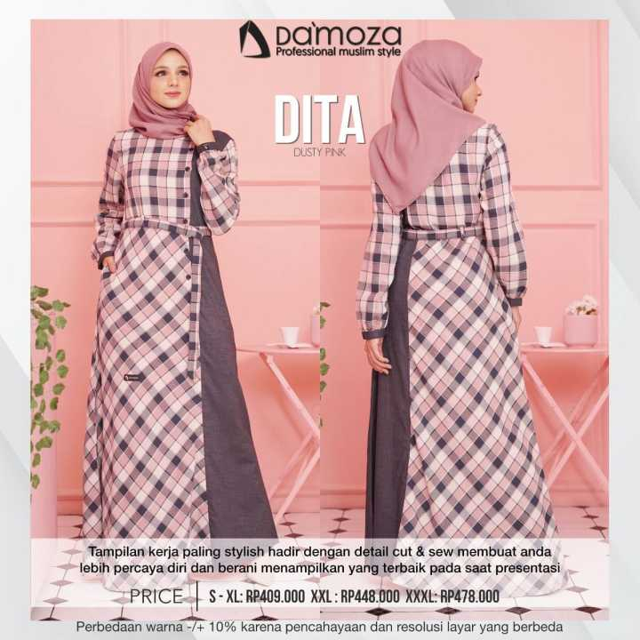 Gamis DAMOZA DITA Dusty Pink SMLXL XXL 3XL | Gamis Katun ORI DAMOZA | COD