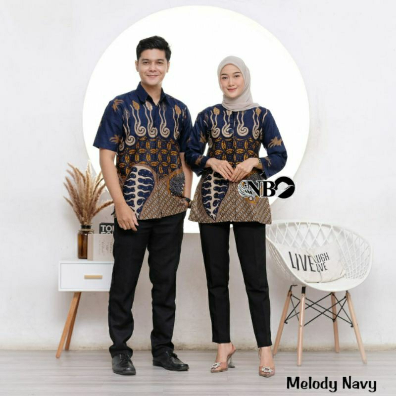 Couple Batik Sarimbit Atasan Blouse Mega Mendung Godong Telo Melody