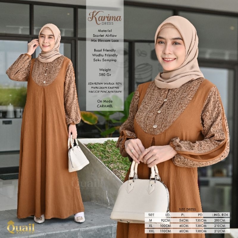 Dress Muslim Wanita Syari Airflow KARIMA Original Quail Hijab