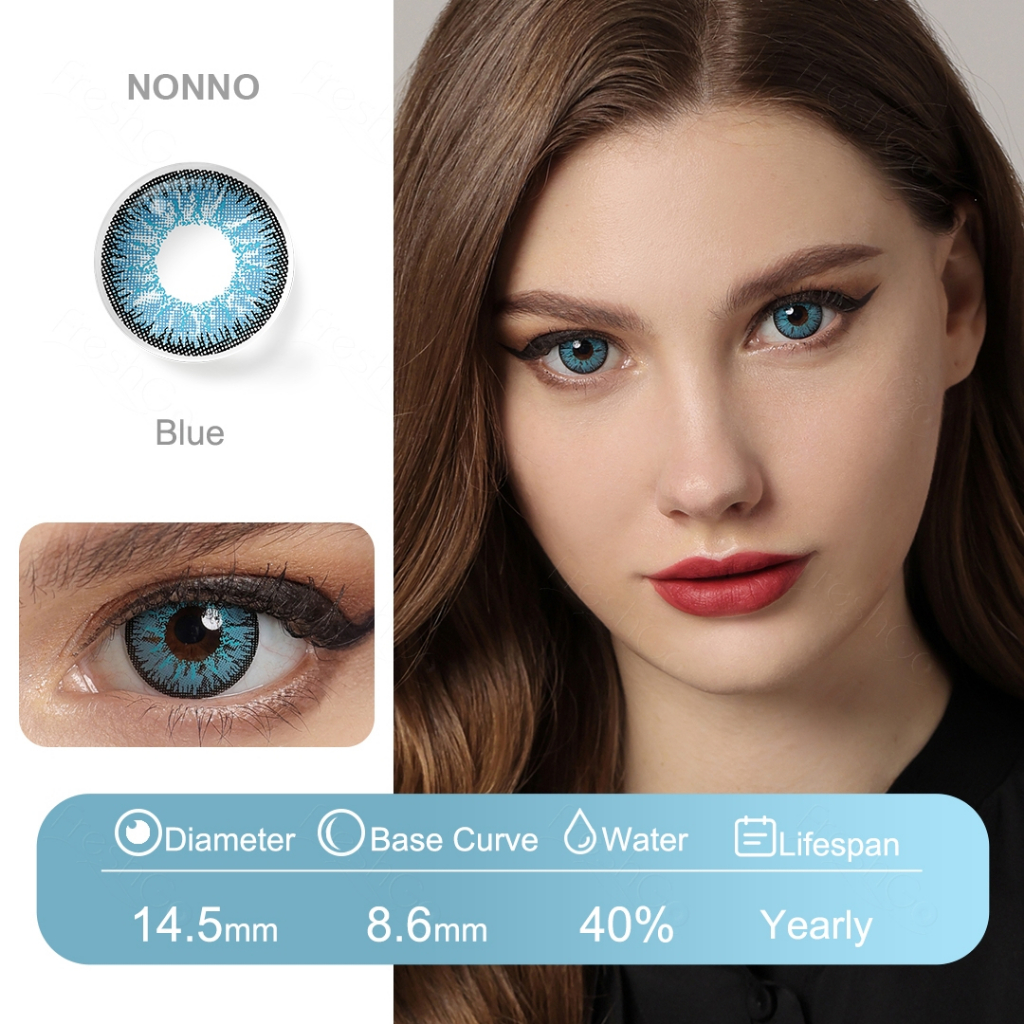 Softlens Minus Cosplay (-1.00~-8.00) 14.5MM Big Eyes hijau Softlens biru Halloween Soflens