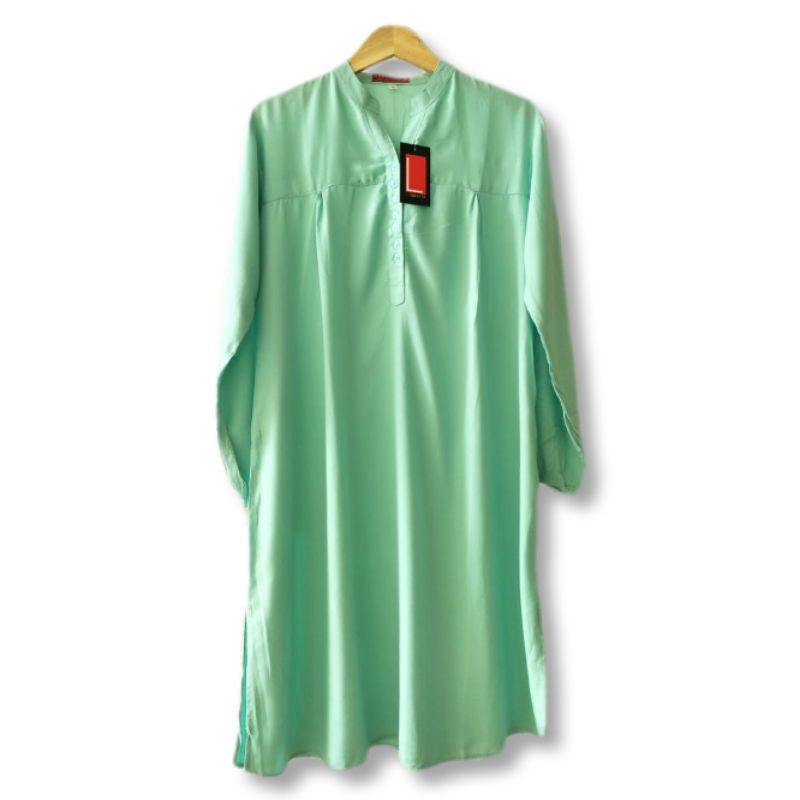 tunik katun rayon polos jumbo warna hijau mint