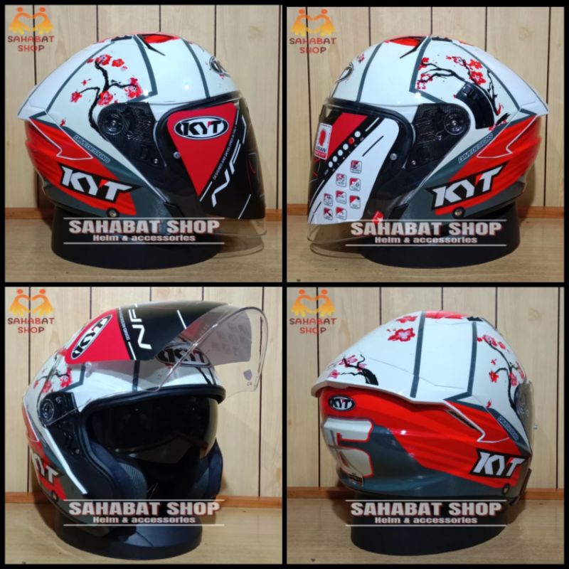 HELM KYT NFJ MOTIF XAVI SAKURA | HALF FACE DOUBLE VISOR | SNI & DOT