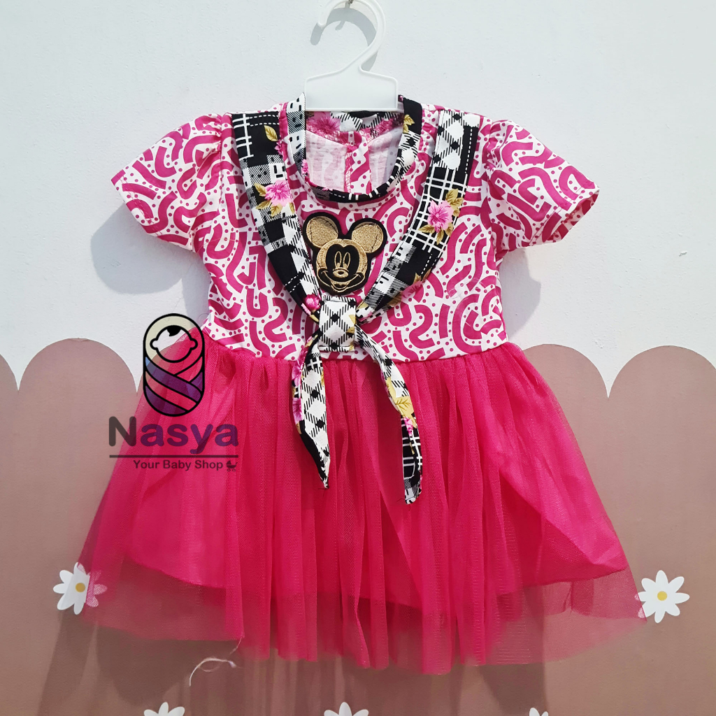 [KK-028] Dress baju Anak Bayi Perempuan 3-12 bulan rok tile