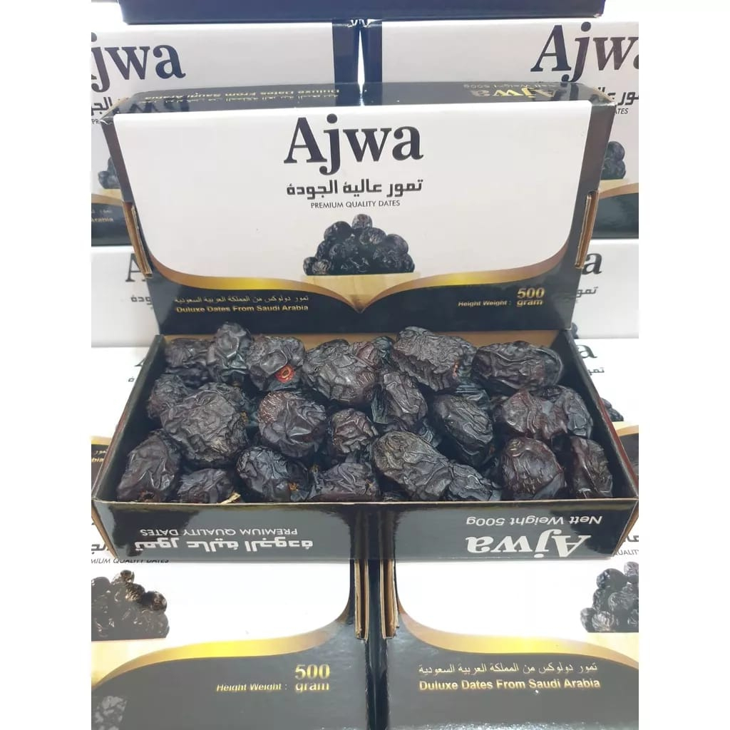 

Kurma Ajwa / Nabi 500gram Asli Madinnah Original Kemasan Dus