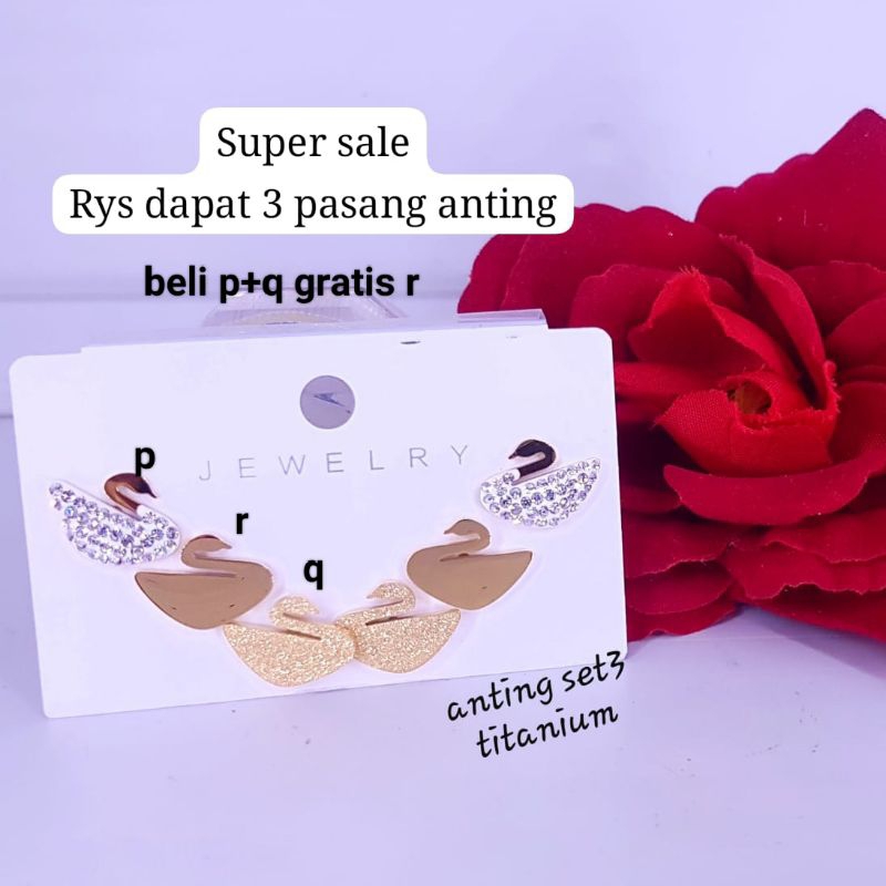 Anting mewah titanium asli beli 2 gratis 1 ,lokal bukan import, awet,tahan lama ,tidak luntur