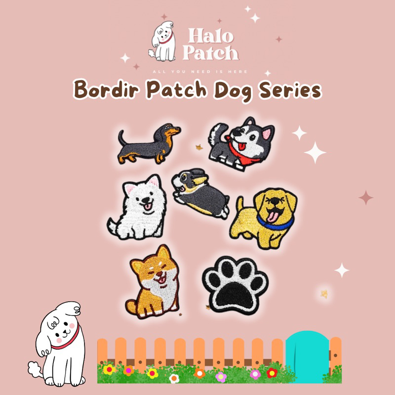 BORDIR PATCH DOG SERIES IRON ON/ PATCH BORDIR DOG / BORDIR PATCH DOG / IRON PATCH DOG