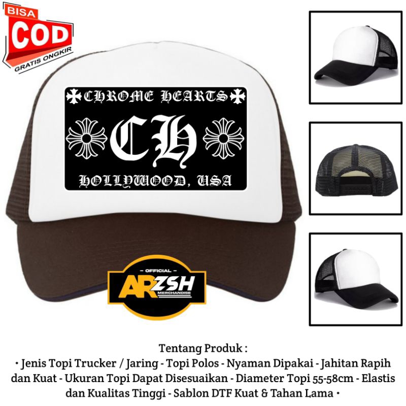 Topi Trucker Jaring Distro Chrome Hearts/Topi Chrome Hearts Trucker Jaring/Topi Pria