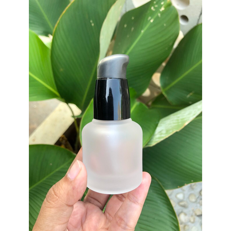 botol serum kaca frosted pump 20 ml