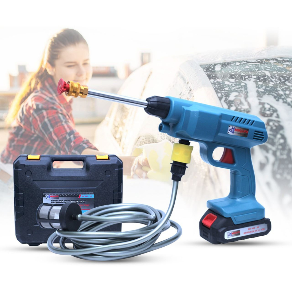 Jet Cleaner YUKIDO 36volt set lengkap Mesin Steam Cuci Mobil cordless 2 batre