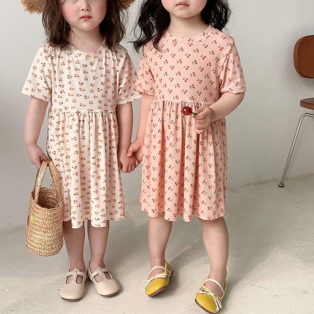 COD Baju Dress Pattern Anak Perempuan Korea 6 Bulan - 4 Tahun