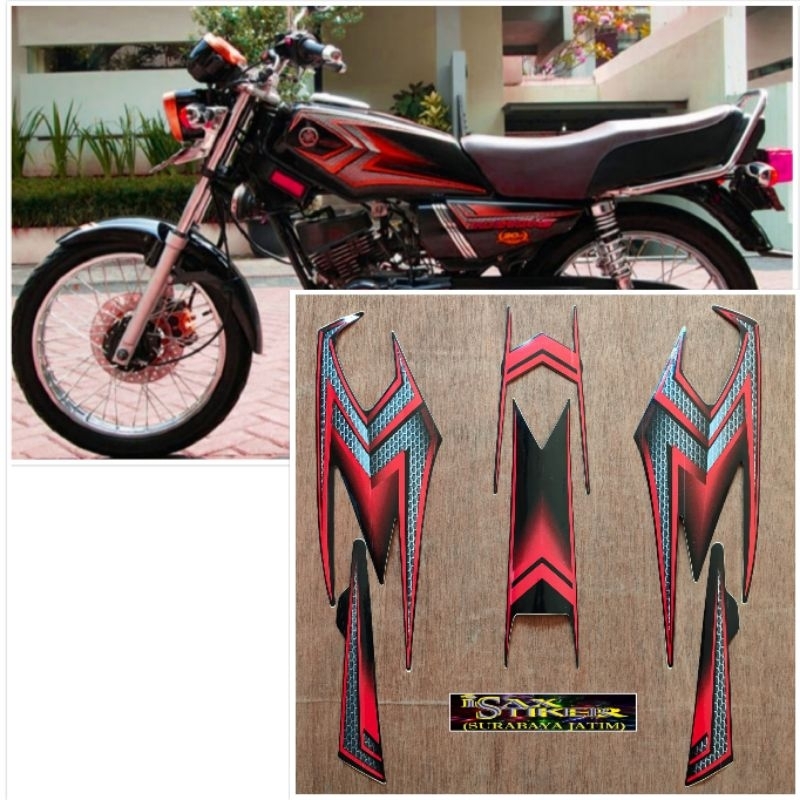 striping Original Yamaha RX King hitam Lis merah tahun 2004