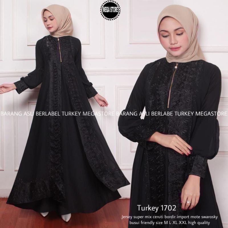 Gamis Turkey 1702 Bordir Dress By Original Megastore Longdress Busana Muslimah