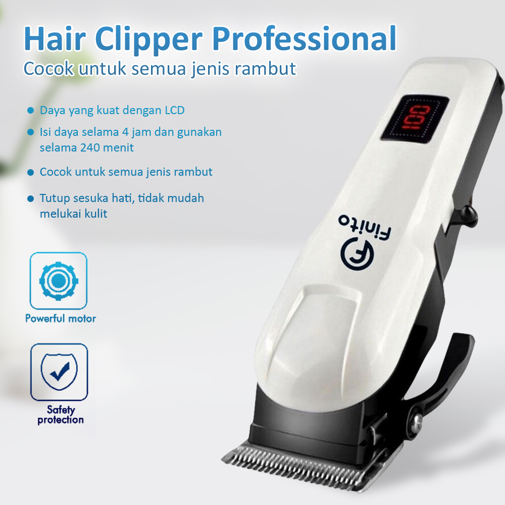 Hair Clipper Alat Cukur Rambut Elektrik Portabel Baterai Charger Finito