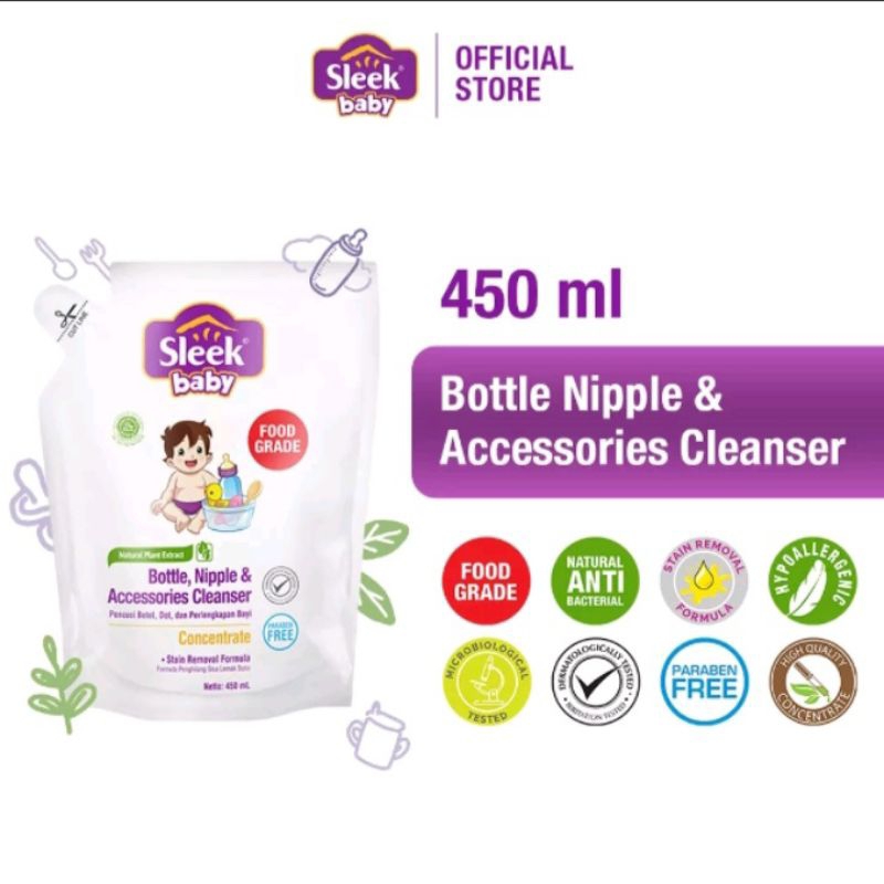 sleek nipple bootle cleanser pencuci bootle 450 ml