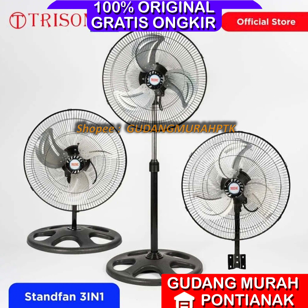 Stand fan 3in1 Besi Visalux Aoyama18 YASAKA TRISONIC inch Kipas Angin berdiri 3 in 1 dinding duduk meja berdiri AWET dan KENCANG ANGIN NYA