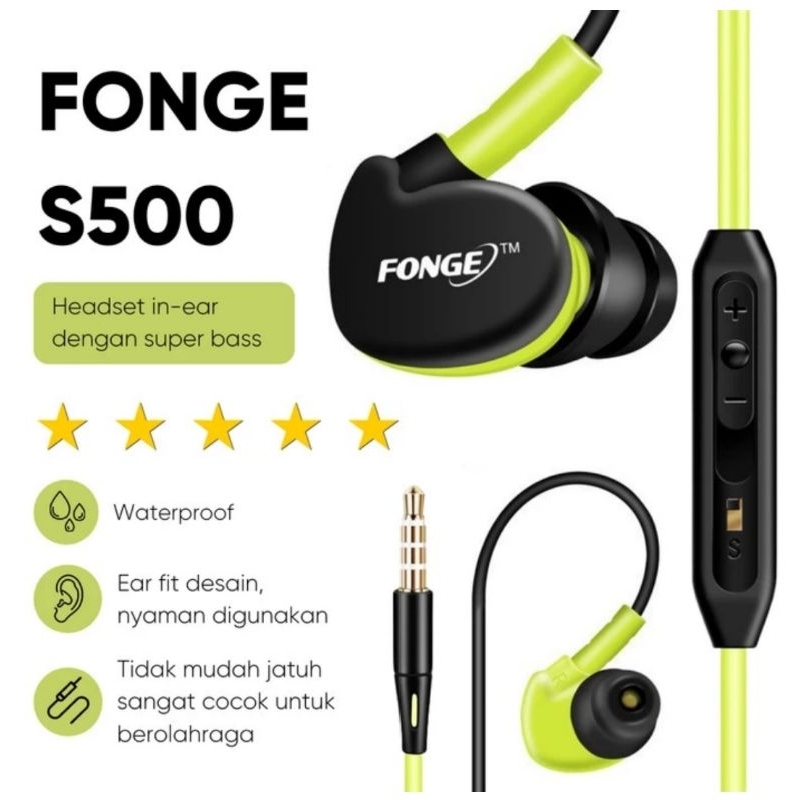 Fonge Headset Earphone Sport S500 HIFI Earphone Sport with Microphone