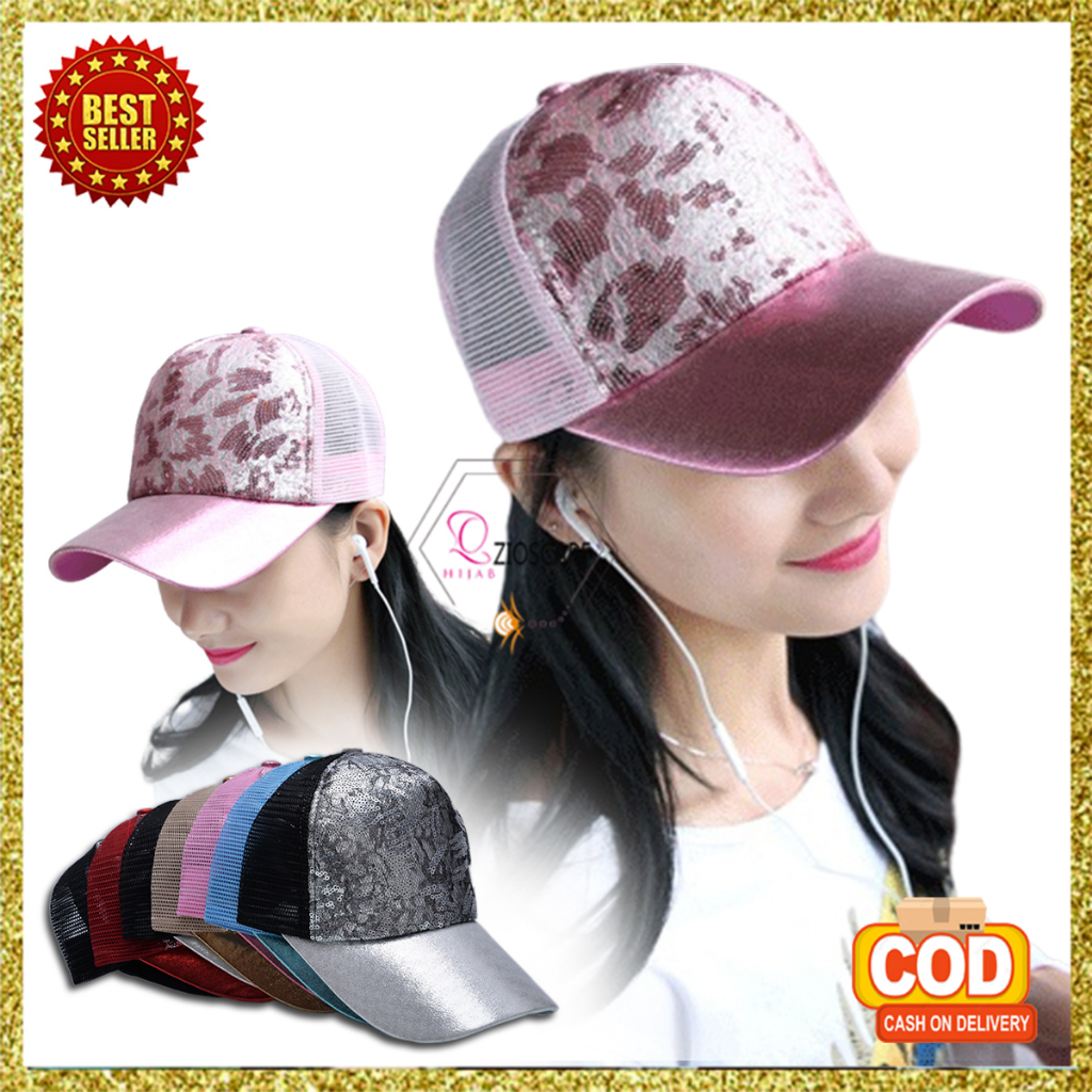 Topi Baseball Pria Wanita Dewasa Distro Motif Abstrak Manik Sequin Fashion Casual Gaya Korea BSBT