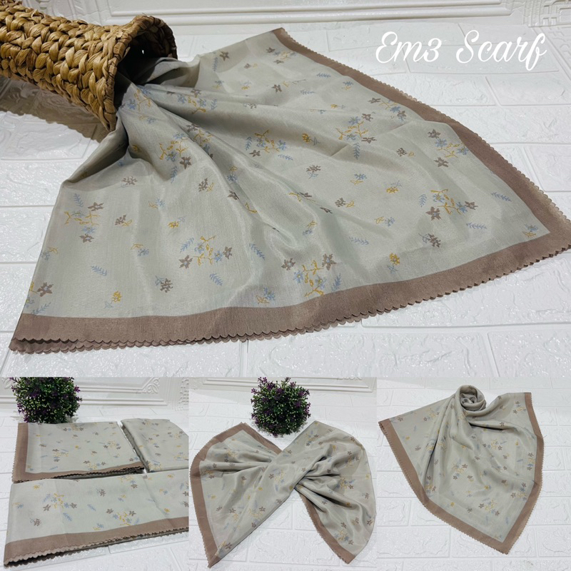 Em3 Scarf,Patris khaky GROSIR HIJAB SEGIEMPAT VOAL MOTIF LASERCUT TERHITS