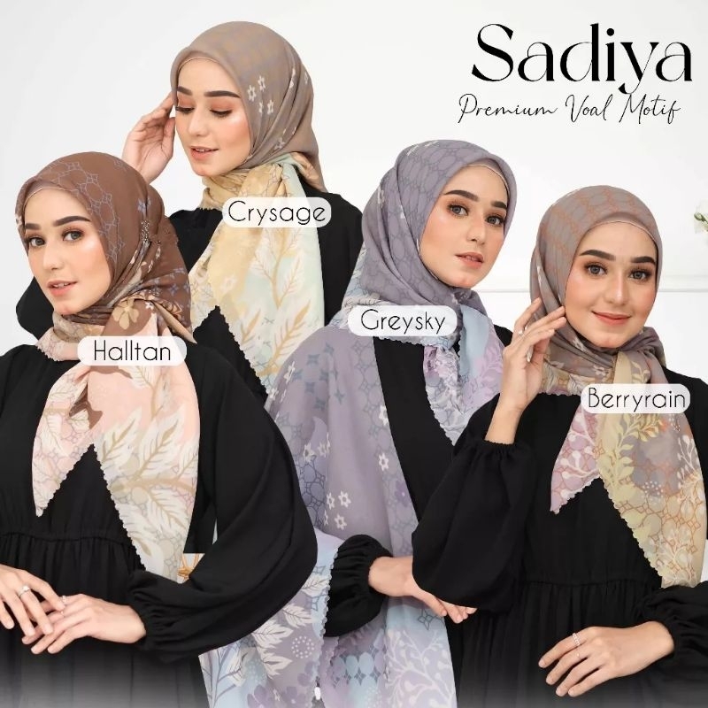 HIJAB MOTIF SADIYA / HIJAB SEGI EMPAT PREMIUM / HIJAB MOTIF WARNA PASTEL / VIRAL / VOAL