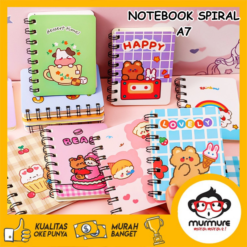 MURMURE I NOTE BOOK RING MOTIF MEMO KECIL A7 SPIRAL isi 80 Lembar NOTEBOOK MINI / BUKU CATATAN RING / BUKU TULIS RING