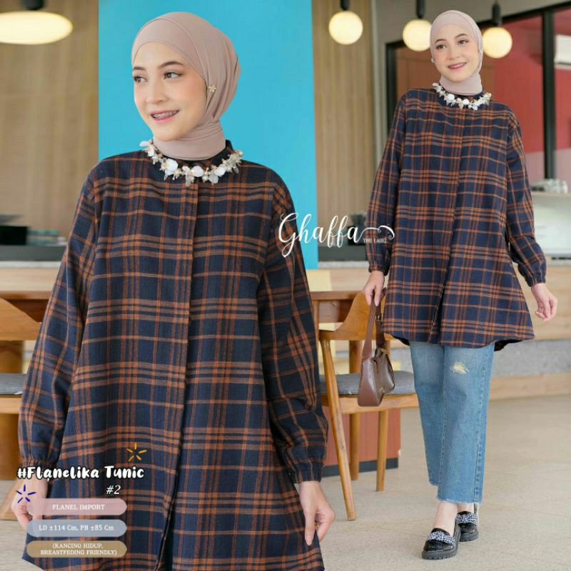 GHAFFA THE LABEL Flanelika tunik flanel import allisize ld 114 busui friendly original by Ghaffa the