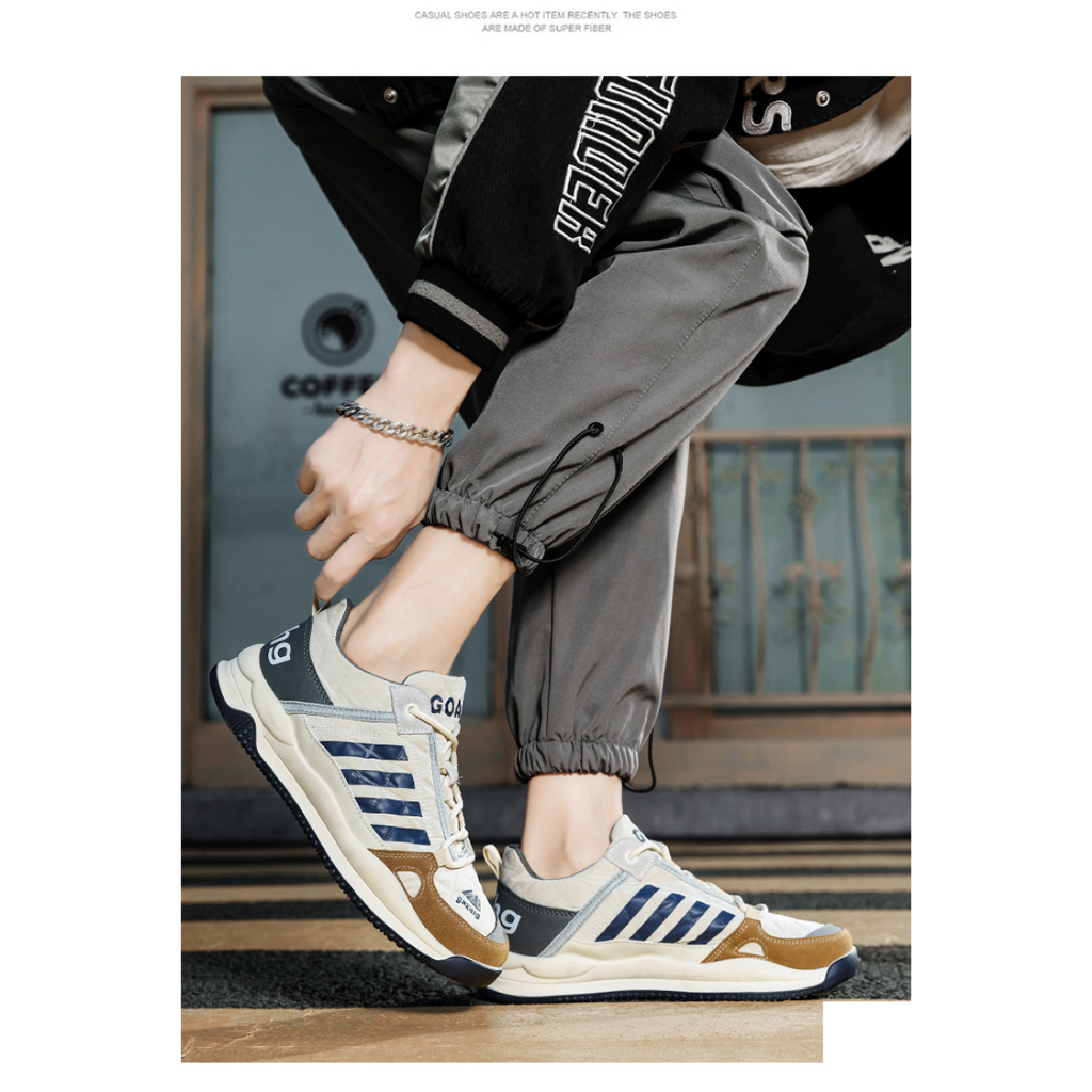 Leedoo Sepatu import Pria Sepatu Sport Pria Jogging Running Shoes Sepatu Kerja Fashion Casual Putih Tan