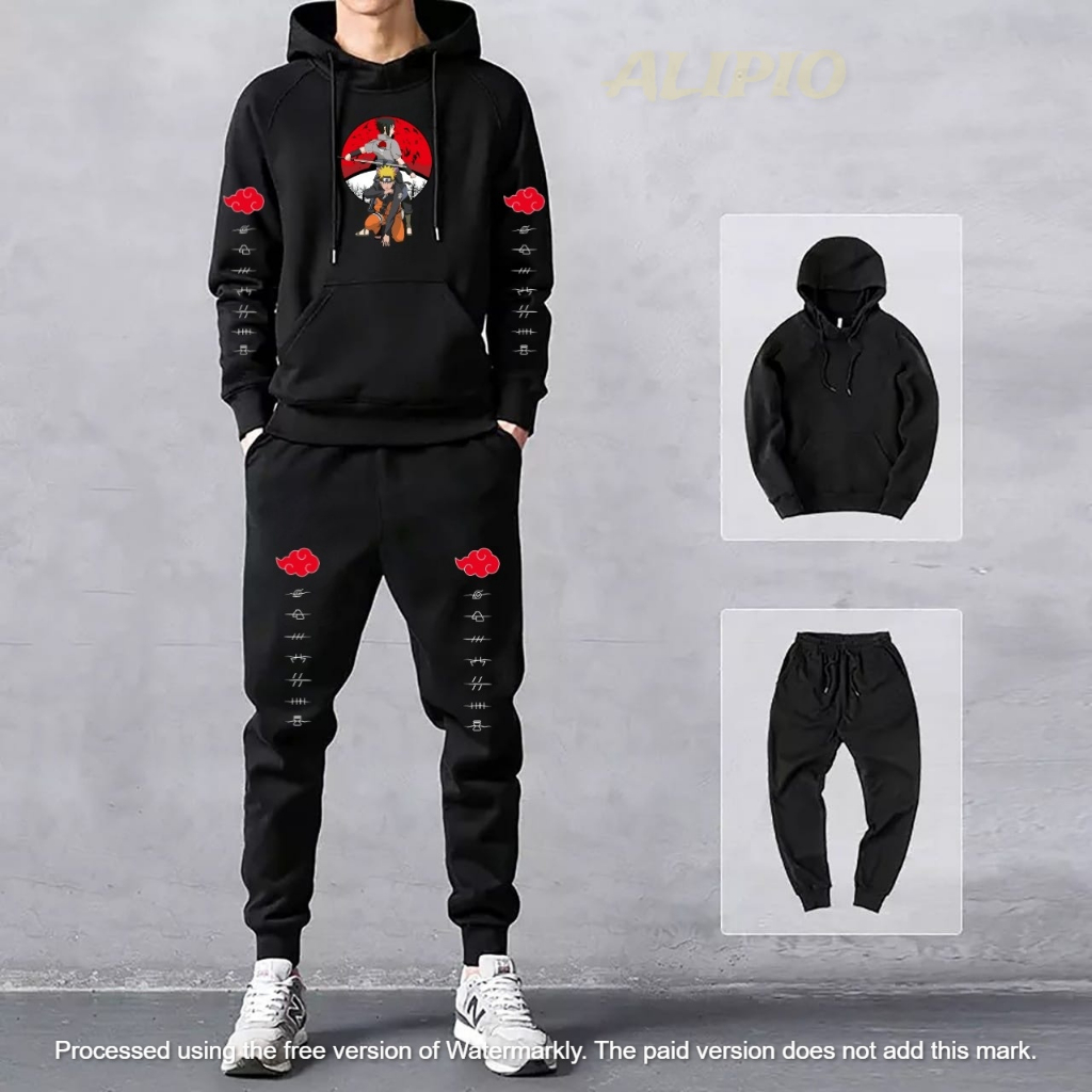 Setelan Hoodie Jogger Pria Alipio Motif Sablon