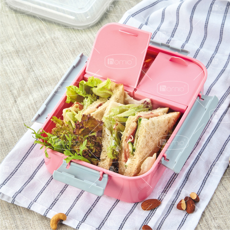 Kotak Makan Bento HOMIO 2 &amp; 3 Grid Lunch Box Transparant BPA FREE