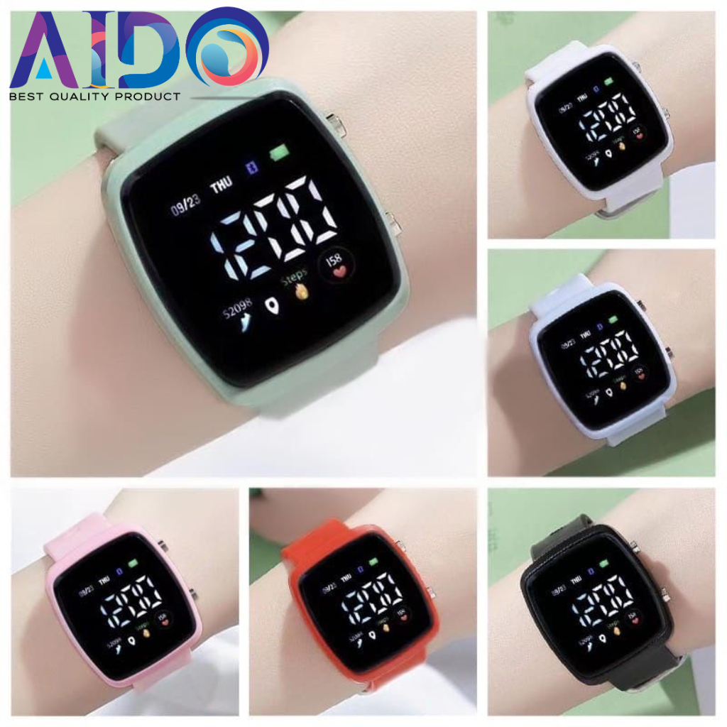 Jam Tangan Digital Sport Wanita Pria Rubber Anti Air Watch LED Fashion Electronic Ready Warna Harga Grosir