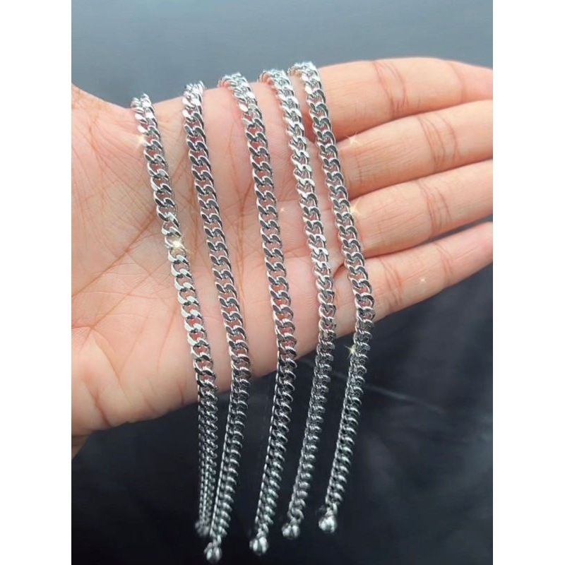 Gelang titanium silver polos