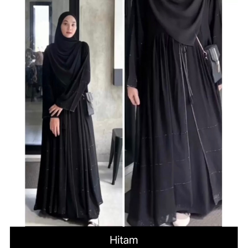 GAMIS SYARI ABAYA DUBAI HAURA SILVER SWAROVSKY COD