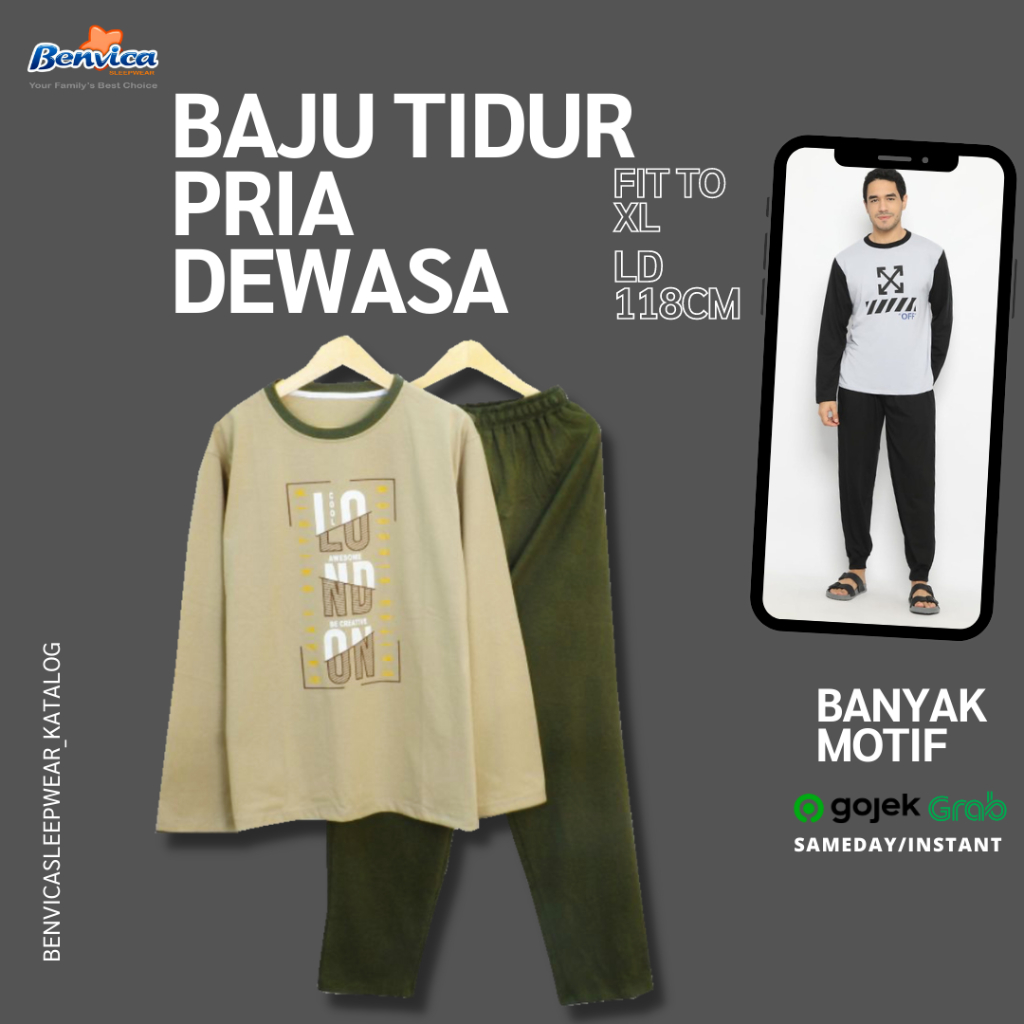 BAJU TIDUR PIYAMA KAOS LAKI-LAKI PRIA DEWASA GS