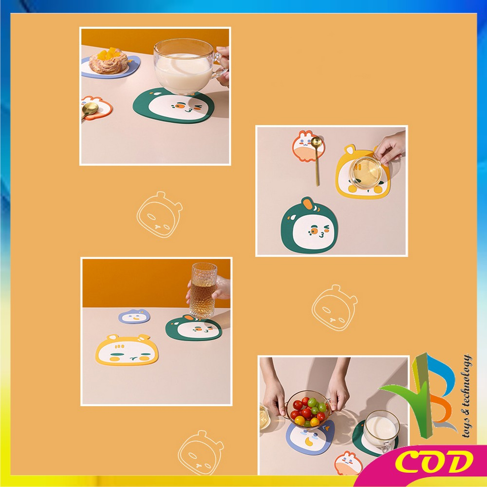 RB-C868 Tatakan Gelas Silikon Motif Karakter Lucu Tahan Panas Serbaguna / Tatakan Alas Panci Panas Placemat Anti Panas / Coaster Kartun Anti Licin Multifungsi Import