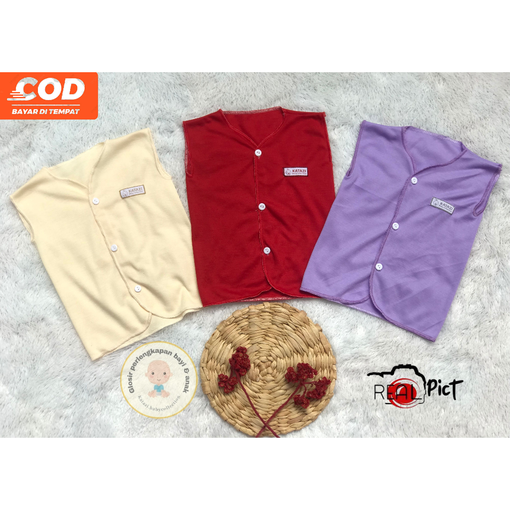 [BKTP001] 3 Pcs Baju Bayi Kutung Motif Polos Newborn Umur 0 - 6 Bulan