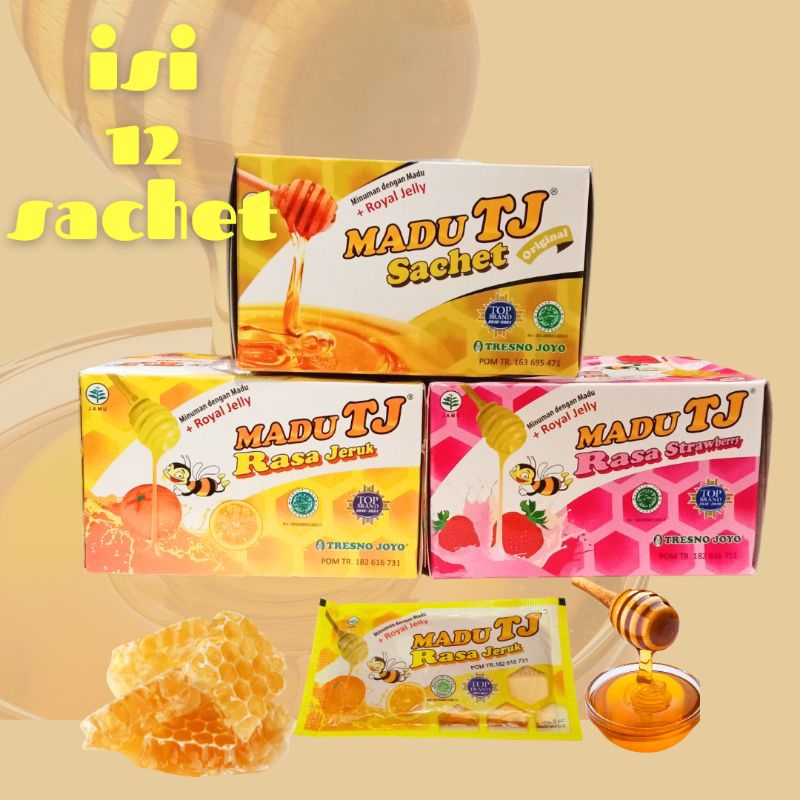 

Madu TJ sachet isi 12 Original/Jeruk/Strawberry