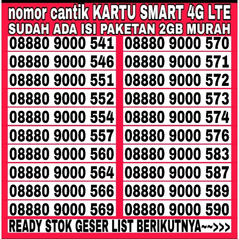 Nomor Cantik Kartu Perdana Prabayar Smart 4G LTE terbaik terlaris free kuota paket