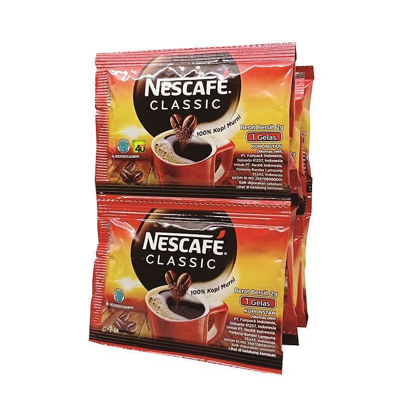 

Nescafe classic sachet 2gr kopi murni 1 pack isi 10pcs free 1pcs