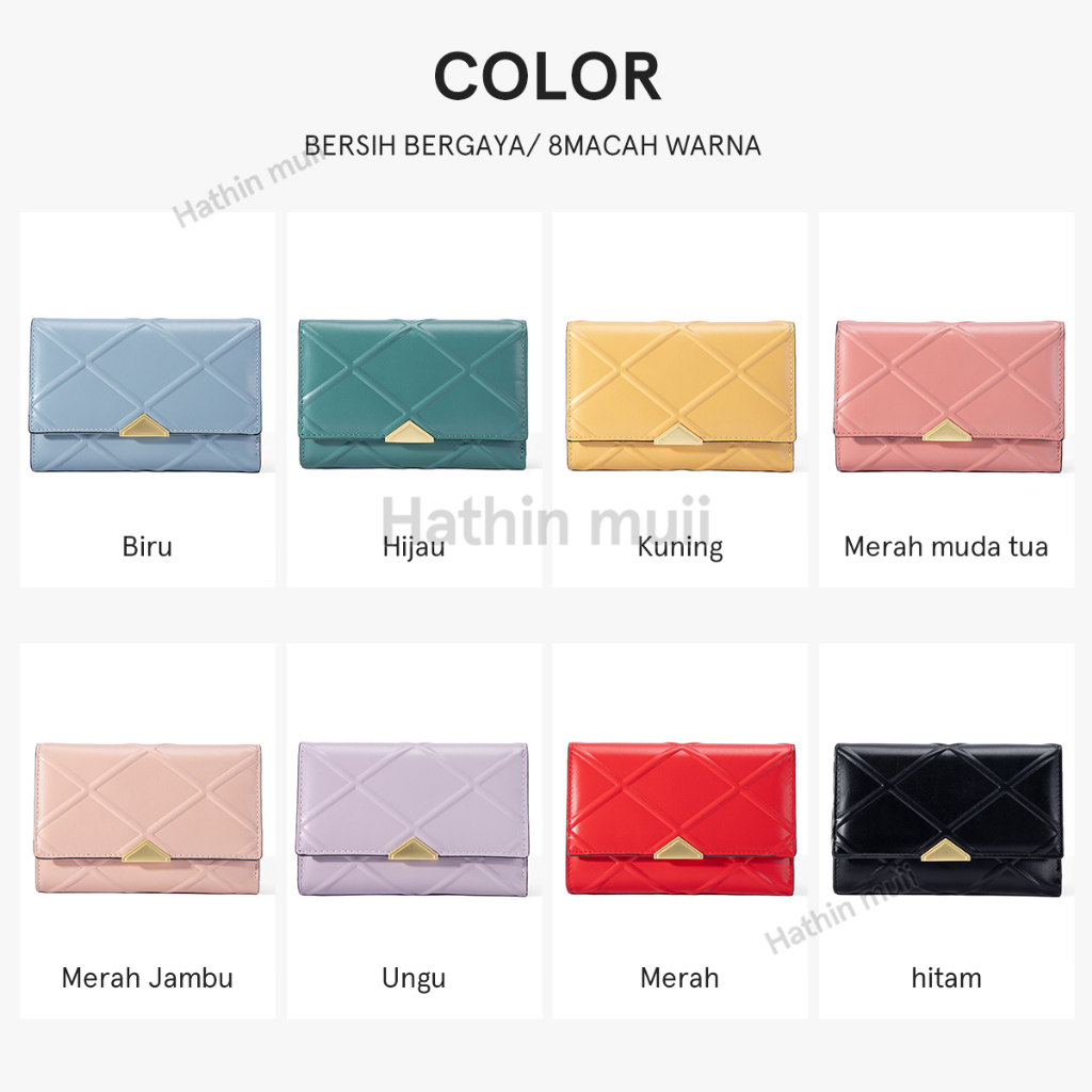 Hathin muii - dompet wanita fashion korea impor twill tigakali lipatDompet paniang Wanita Quilted Women Lipat Wallet